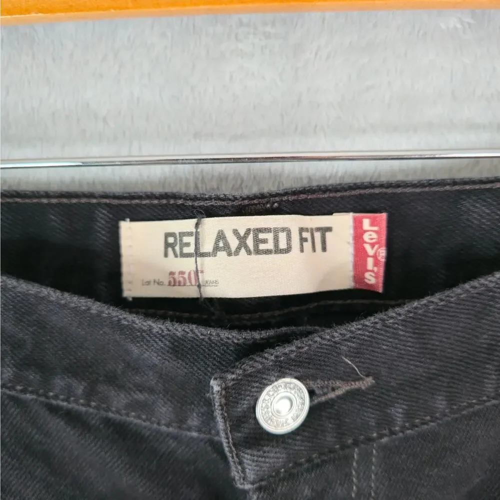 Vintage Levis 550 Jeans Mens Hemmed‎ 40x24 Black Relaxed Fit DIY Cutoff Shorts
